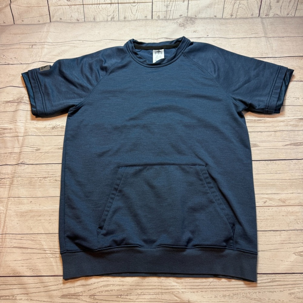 Adidas Short‑Sleeve Hoodie Kangaroo Pocket Pullover T‑Shirt Blue Men's Size M